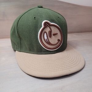 Olive and Tan Smiley Face Cap